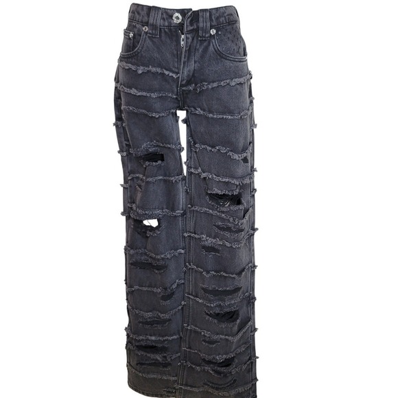Racer Worldwide Denim - Racer Worldwide Distressed Grunge Mid Rise Jeans Washed Flag Jeans 26 Y2K Baggy